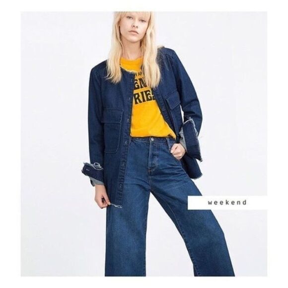 ZARA FRINGED DENIM JEAN JACKET - Picture 4 of 9